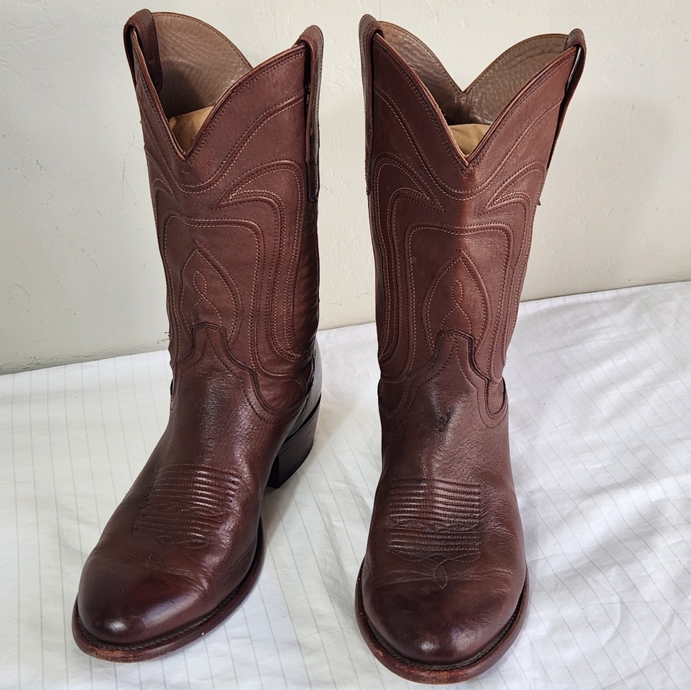 Tecovas Rich Brown Leather Cowboy Boots Size 10.5 - Picture 4 of 14